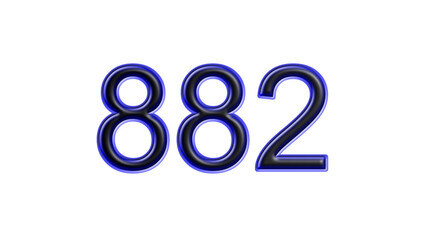 blue 882 number 3d effect white background