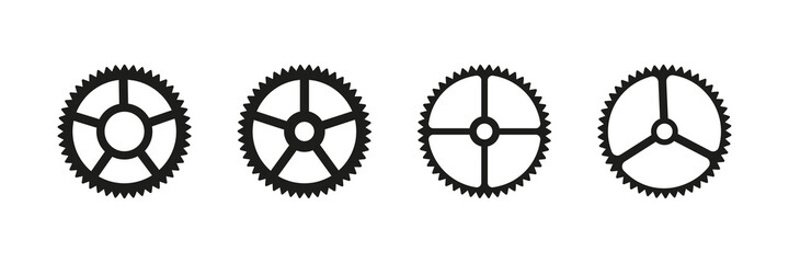 Cogwheel icon set. Cog wheel symbol. Gear wheel sign isolated vector set.