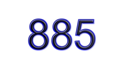 blue 885 number 3d effect white background