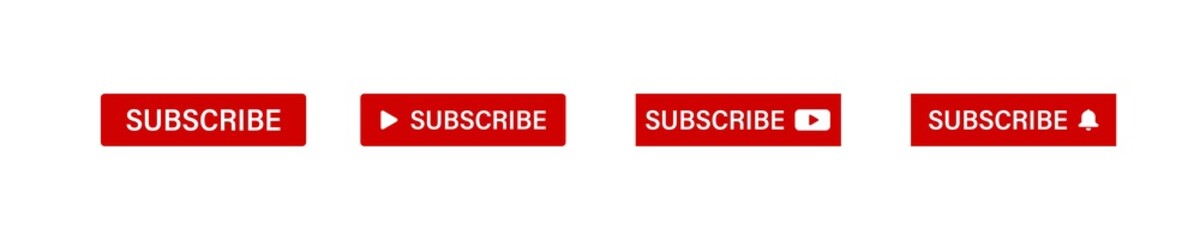 Subscribe red button. Subscription video channel click on vector set isolated on white background. Follow sign, push subscribe button.