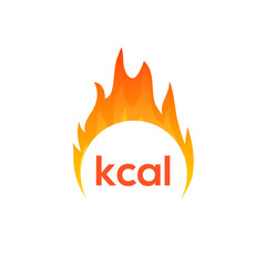 Energy fat burn kcal fire icon. Kilocalorie hot logo vector weight fitness flame graphic icon