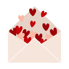 Cute envelope with heart on white background. Happy Valentine's Day.