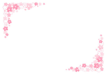イラスト素材: 桜柄のフレーム（立体的な桜）　透過＆白バック
