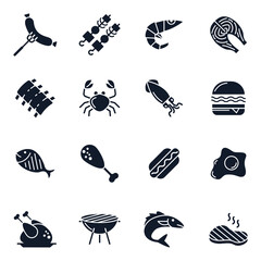 Meat, poultry and fish elements set icon symbol template for graphic and web design collection logo vector illustration