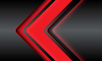 Abstract red grey metallic shadow arrow direction design modern futuristic background vector