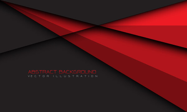 Abstract red triangle shadow geometric on grey blank space design modern futuristic background vector
