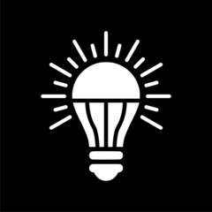 Led lamp icon isolated on dark background