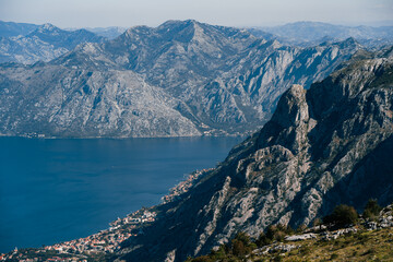 Naklejka na ściany i meble Coast of the Kotor Bay from the height of Mount Lovcen. Montenegro