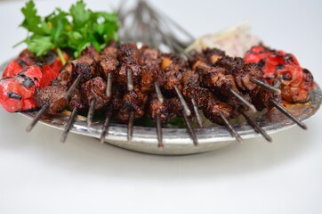 shish kebab on skewers