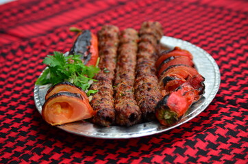 grilled meat with vegetables