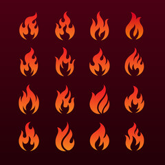 fire icon collection Flame vector icon pack illustration logo  clipart
