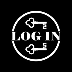 Log in Old key icon isolated on dark background