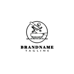 cooking logo cartoon icon design black isolated vector illustration