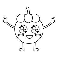 Vector graphic illustration of mangosteen, outline only. Perfect for coloring book.