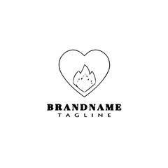 fire with love logo icon design template vector