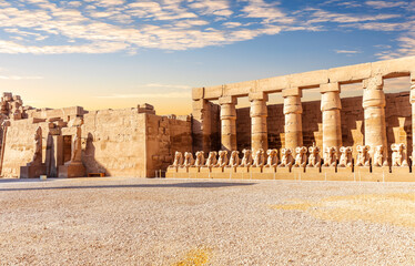 Sphinx statues and the main entrance of Karnak temple, Luxor, Egypt