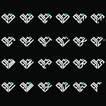 HQA to HQZ letter logo creative design, Multiple triple letter logo design