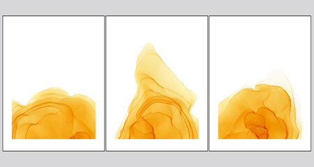 Marbled ink wall art poster set collection. Vector illustration. © stournsaeh