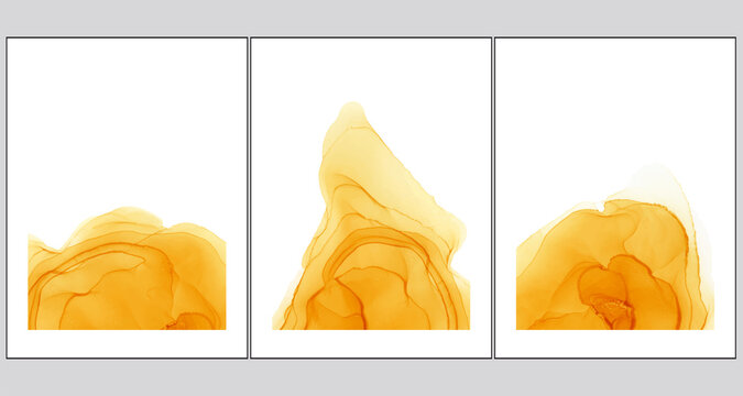 Marbled ink wall art poster set collection. Vector illustration.