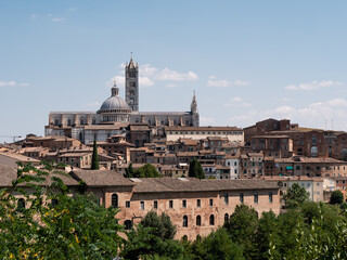 Fototapeta na wymiar Siena Cityscape with Duomo or Cattedrale Metropolitana di Santa Maria Assunta Cathedral and Tower