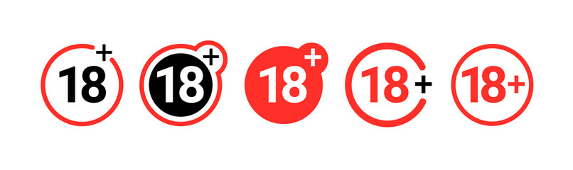 18 plus adult only vector sign icon. 18 plus symbol warning badge circle logo - obrazy, fototapety, plakaty