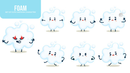 Set of cute foam cartoon character Premium Vector