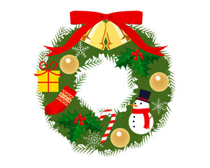クリスマスのイラスト素材：クリスマスリース	