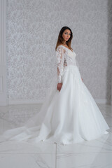 Girl with wedding dress posing for photo shoot