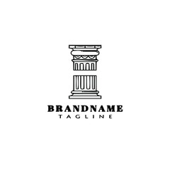roman pillar logo cartoon icon design template black cute vector illustration