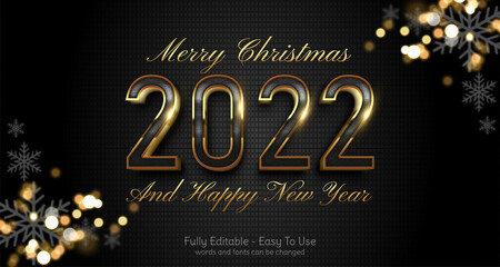 Fototapeta na wymiar 2022 happy new year design on a dark and gold color background