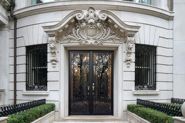 Entrance to elegant baroque style townhouse or apartment building