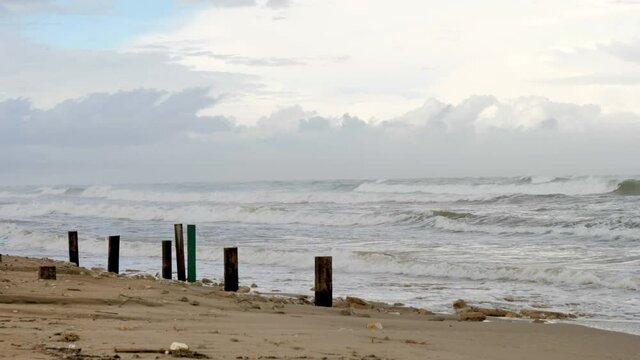 Mediterranean Sea, cloudy and waves