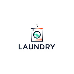 Laundry logo with washing machine vector graphic