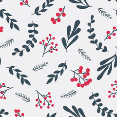 Seamless pattern with leaves. Vector illustration for design, fabric or wrapping paper, greeting cards.