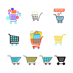 E-commerce Shopping Cart Collection Flat Vector