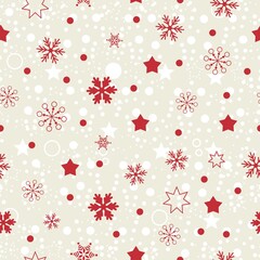 Seamless background with snowflakes and star