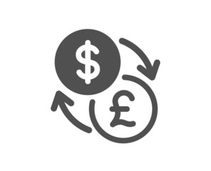 Currency exchange icon. Dollar to Pound money sign. Convert currency symbol. Classic flat style. Quality design element. Simple currency exchange icon. Vector