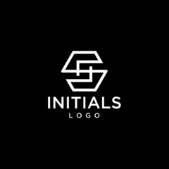 Initials SH hexagon logo design, monogram vector logotype