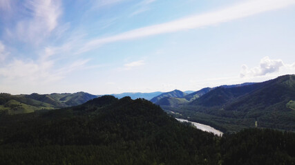 Calm and peaceful mountine view. Drone footage.