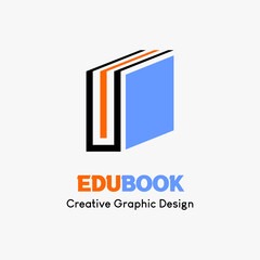 logo symbol for education. blue educational book icon in a box. education vector logo template.