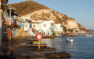 Colourful houses in the Small Village of Klima on the Island of Milos, Cyclades, Greece