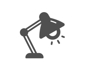 Table lamp icon. Bedside light sign. Interior illuminate symbol. Classic flat style. Quality design element. Simple table lamp icon. Vector