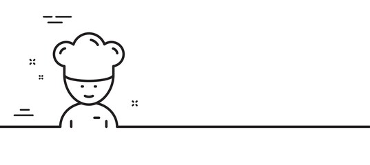 Cooking chef line icon. Sous-chef sign. Food preparation symbol. Minimal line illustration background. Cooking chef line icon pattern banner. White web template concept. Vector