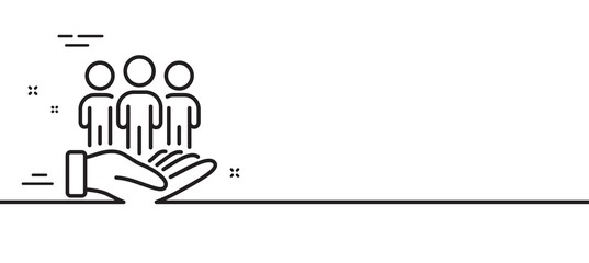 Best buyers line icon. Customers group sign. Care of clients symbol. Minimal line illustration background. Best buyers line icon pattern banner. White web template concept. Vector