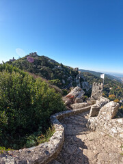 Fototapeta na wymiar Castle of the Moors or Castelo dos Mouros a hilltop medieval castle located in Portugal