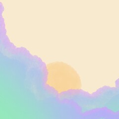 watercolor background with clouds