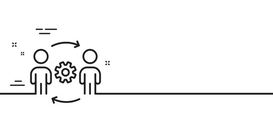 Engineering team line icon. Engineer or architect group sign. Working process symbol. Minimal line illustration background. Engineering team line icon pattern banner. Vector