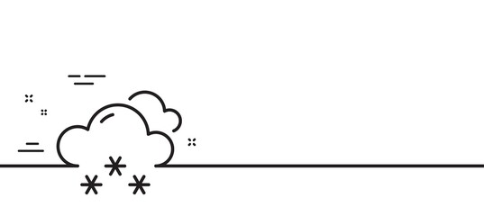 Obraz premium Snow weather forecast line icon. Clouds with snowflake sign. Cloudy sky symbol. Minimal line illustration background. Snow weather line icon pattern banner. White web template concept. Vector