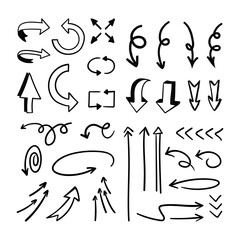 Arrow doodle collection. Hand drawn set of arrows.