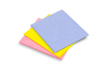 multicolored cleaning napkins isolated on white background